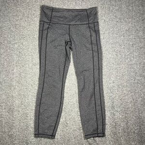 ATHLETA High Waist Criss Cross Power Up 7/8 Leggings 349682 GRAY, BLACK - M